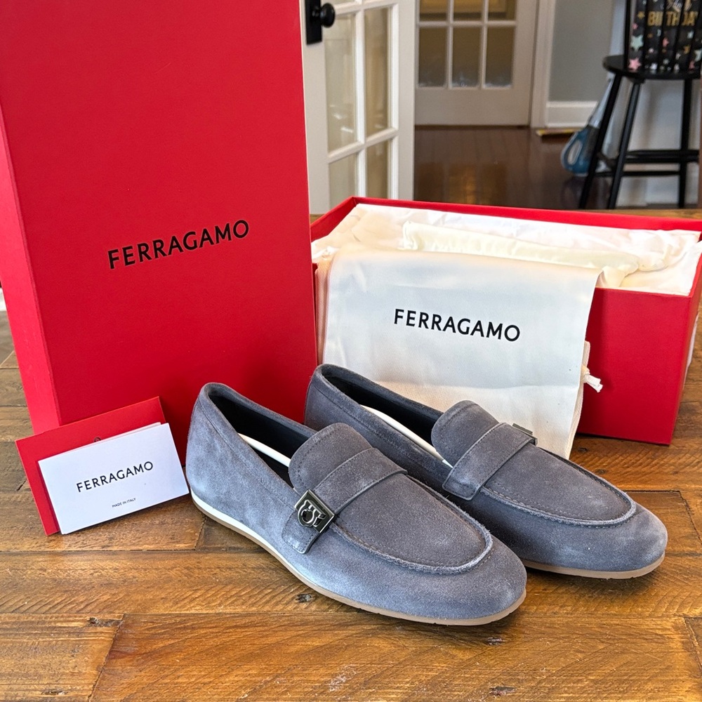 Salvatore Ferragamo Men's Suede Loafers in Gray
